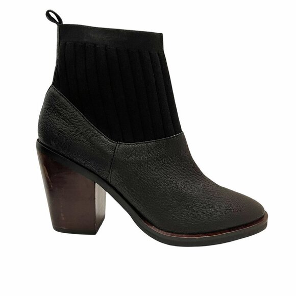 Kelsi Dagger Brooklyn Women's Woodland Black Leather Knit Booties Size 7.5 - Picture 2 of 12